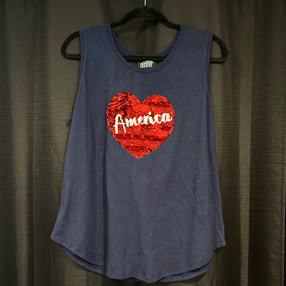 America reversible glitter tank